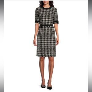 Preston & York
New with Tag. Terri Wool Blend Metallic Tweed Fringe Dress